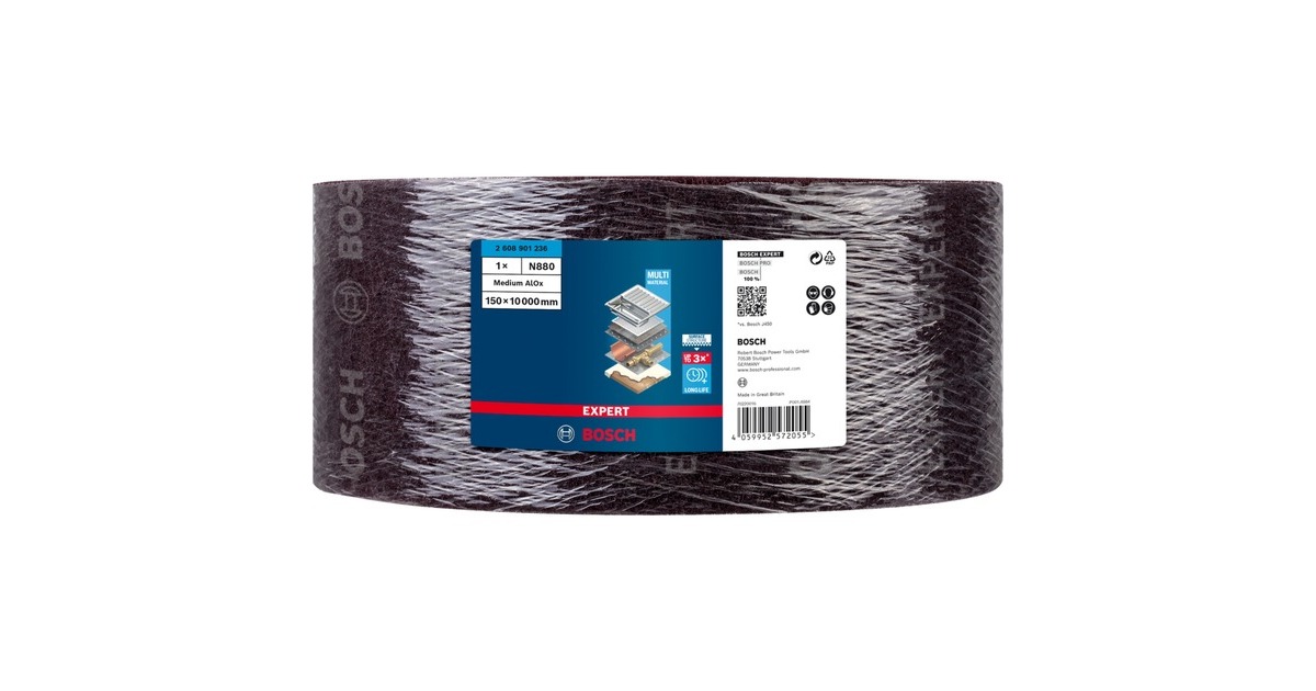 Bosch Expert Vliesrolle N880 Medium A, 150mmx10m, Schleifblatt(dunkelbraun, 10 Meter Rolle, zum Handschleifen)
