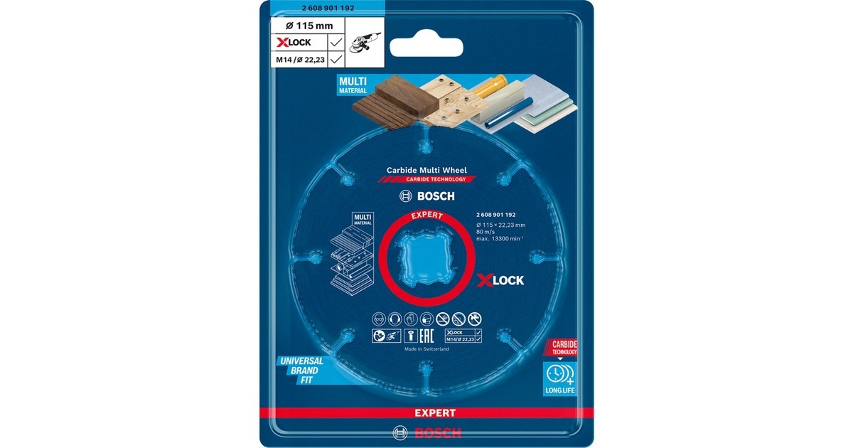 Bosch Expert X-LOCK Carbide MultiWheel Trennscheibe, Ø 115mm(Bohrung 22,23mm, gerade)