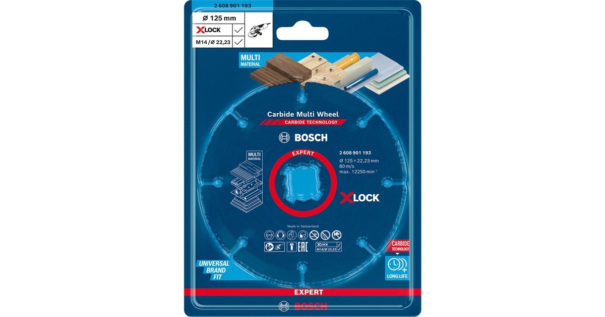 Bosch Expert X-LOCK Carbide MultiWheel Trennscheibe, Ø 125mm(Bohrung 22,23mm, gerade)