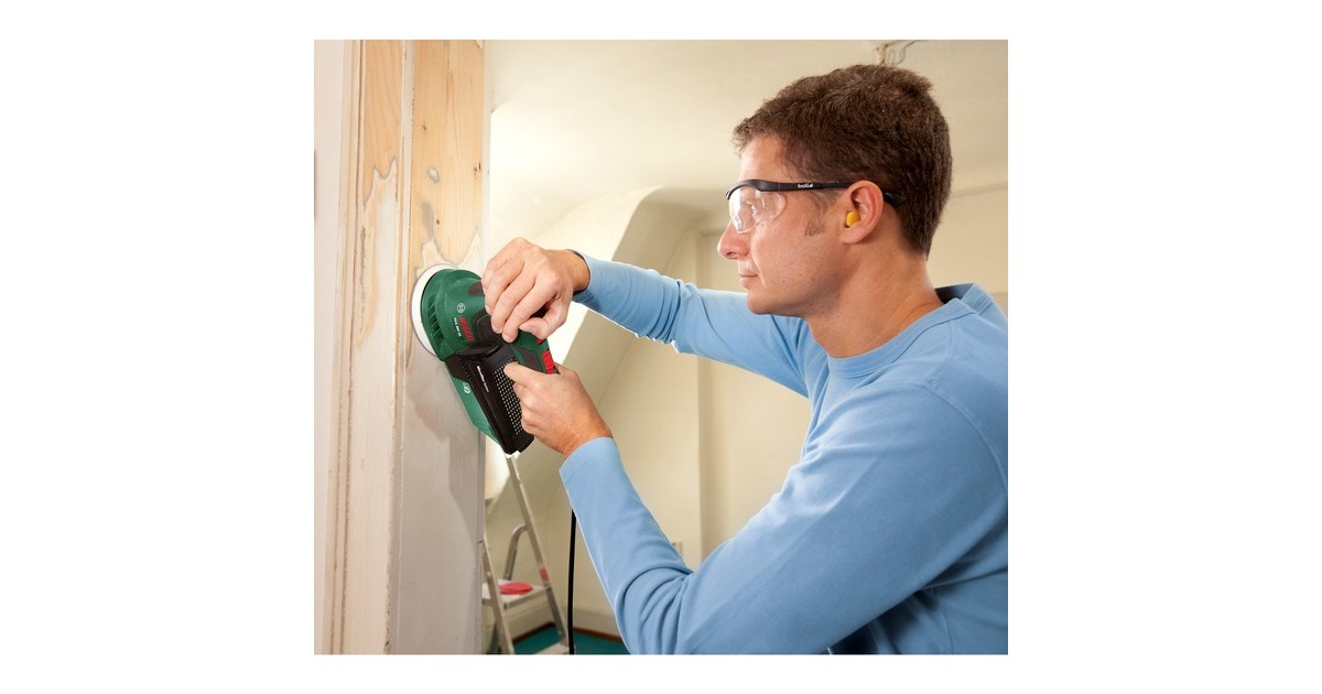 Bosch Exzenterschleifer PEX 300 AE + 30-teiliges Zubehör-Set(grün/schwarz, 270 Watt, SystemBox)