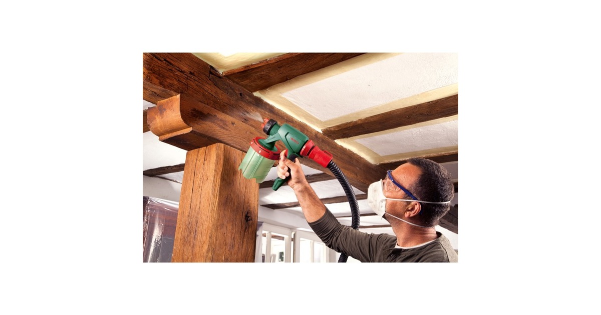 Bosch Farbsprühsystem PFS 3000-2, Sprühpistole(grün/schwarz, 650 Watt, Düse für Lackfarben + Düse für Wandfarbe)