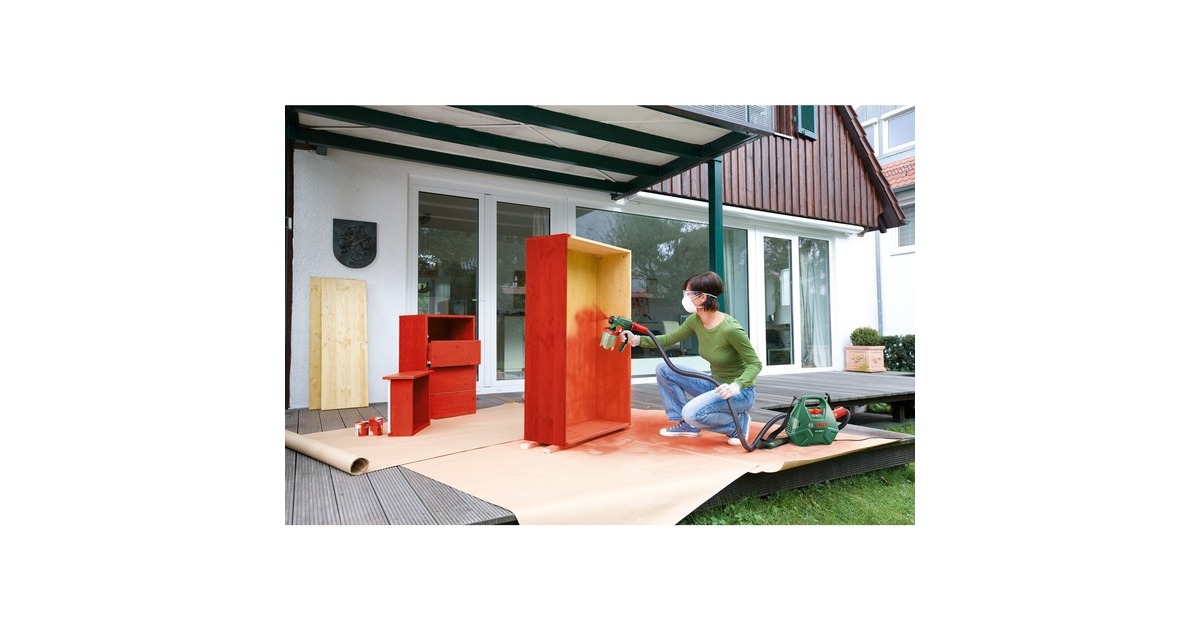 Bosch Farbsprühsystem PFS 3000-2, Sprühpistole(grün/schwarz, 650 Watt, Düse für Lackfarben + Düse für Wandfarbe)