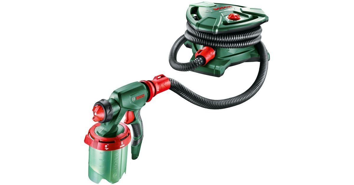 Bosch Farbsprühsystem PFS 5000 E, Sprühpistole(grün/schwarz, 1.200 Watt, Düse für Lackfarben + Düse für Wandfarbe)