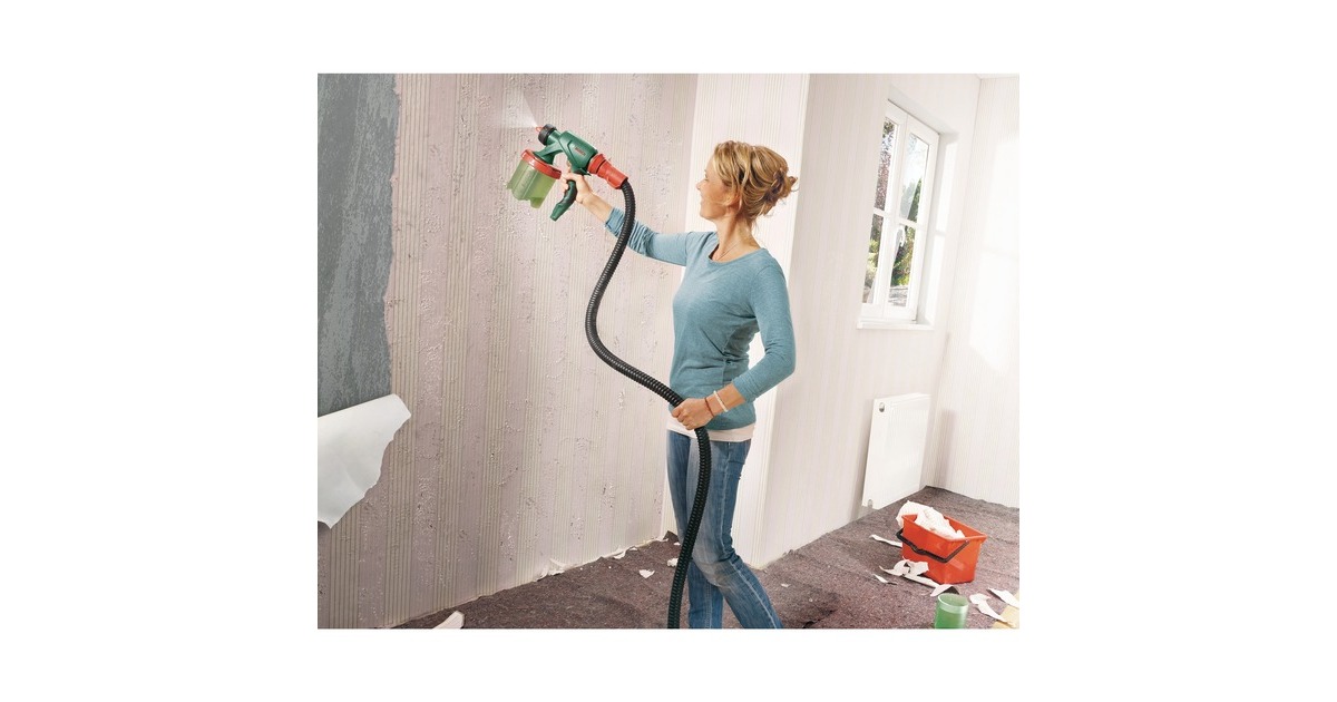 Bosch Farbsprühsystem PFS 7000, Sprühpistole(grün/schwarz, 1.400 Watt, Düse für Lackfarben + Düse für Wandfarbe)