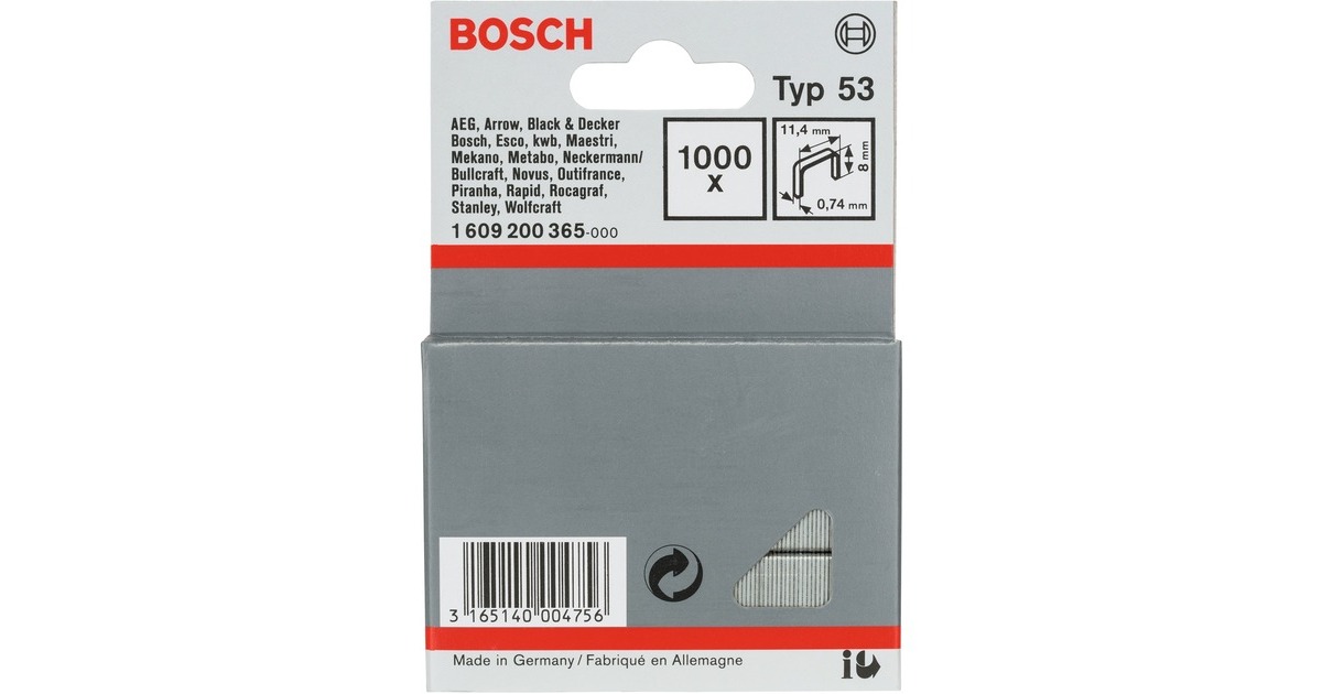 Bosch Feindrahtklammern, Typ 53, 8/11,4mm, Clip(1.000 Stück)