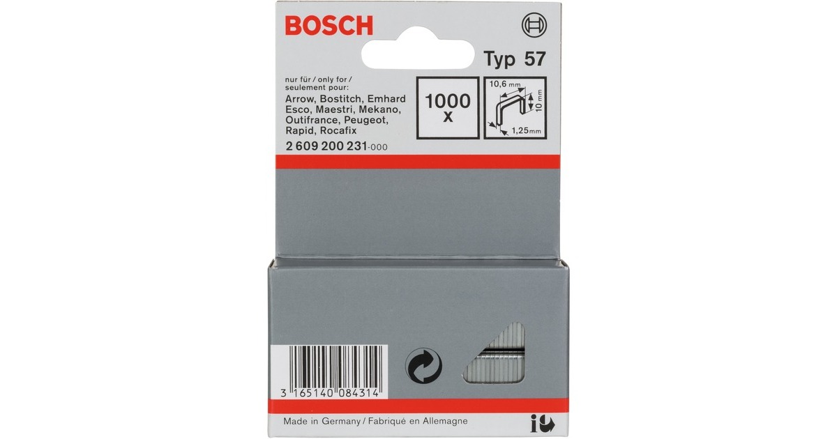 Bosch Flachdrahtklammer Typ 57, 10/10,6mm(1.000 Stück)