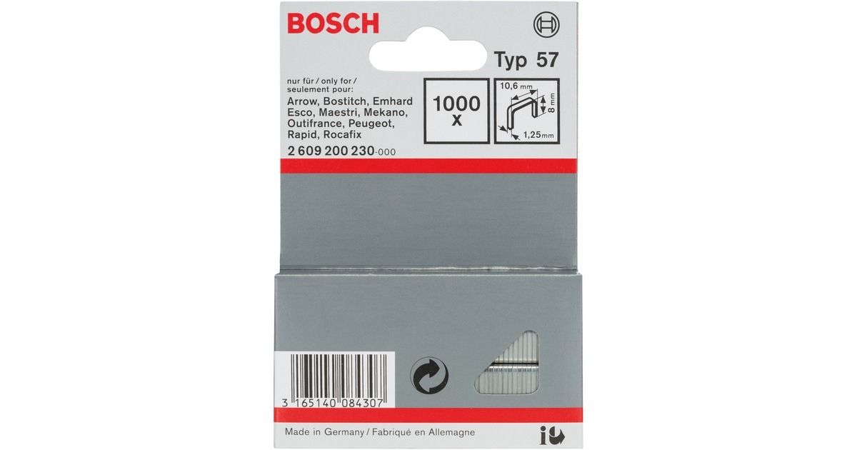 Bosch Flachdrahtklammer Typ 57, 8/10,6mm, Clip(1.000 Stück)
