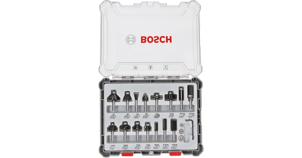 Bosch Fräser-Set, 15-teilig(6mm-Schaft)