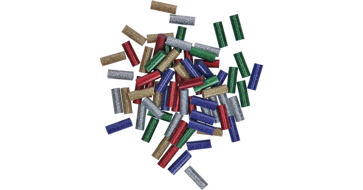Bosch Gluey-Klebesticks, Glitzer-Mix, Ø 7mm x 20mm, Kleber(mehrfarbig, 70 Stück, für Gluey Pen)