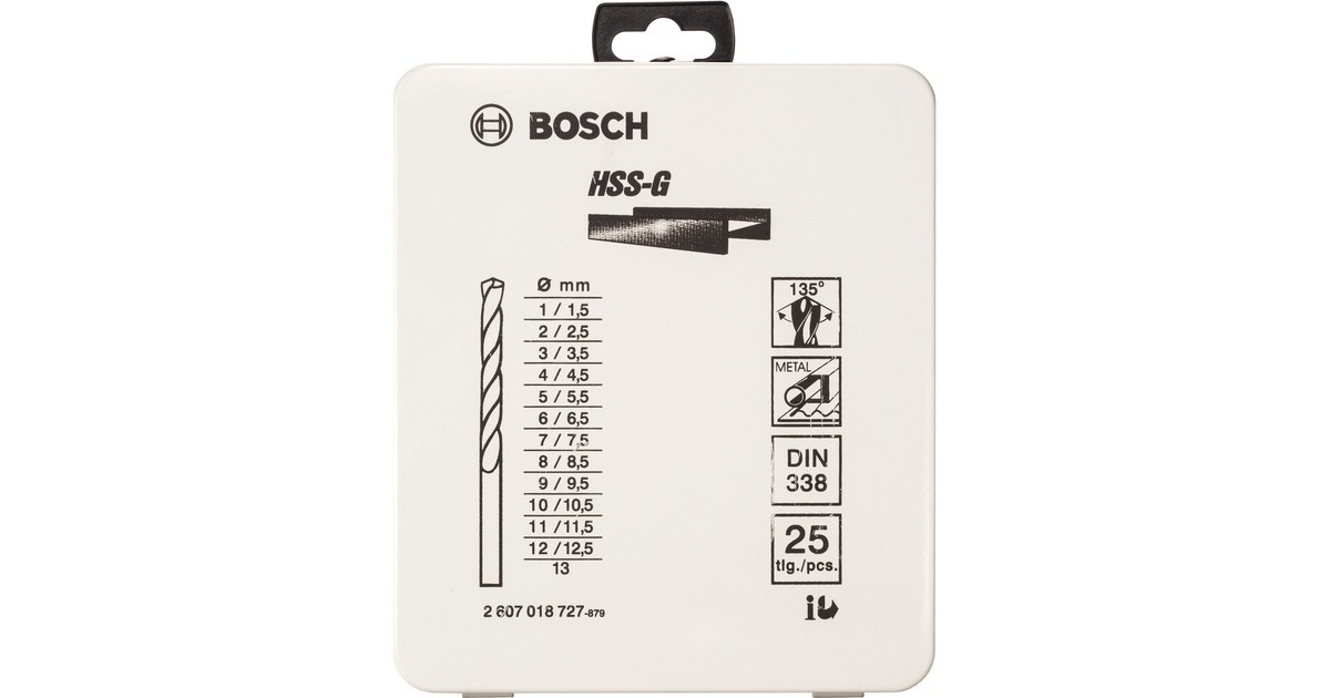 Bosch HSS-G Metallbohrer-Satz, Metallkassette, 25-teilig(geschliffen, DIN 338)