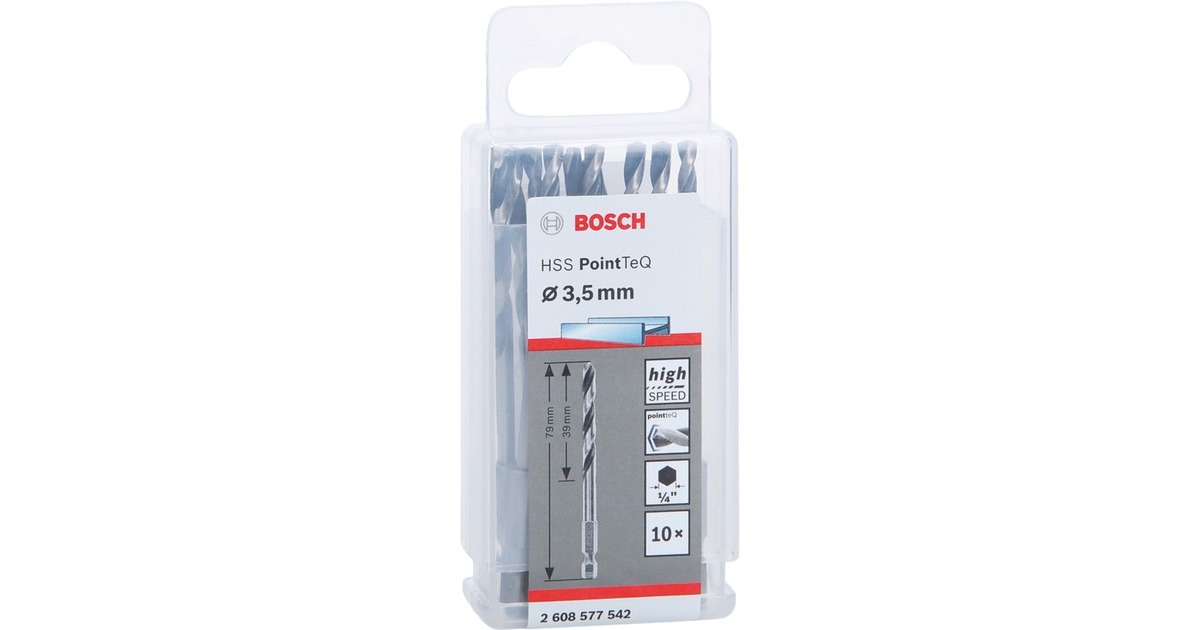 Bosch HSS-Spiralbohrer PointTeQ Hex, Ø 3,5mm(10 Stück, Arbeitslänge 39mm)