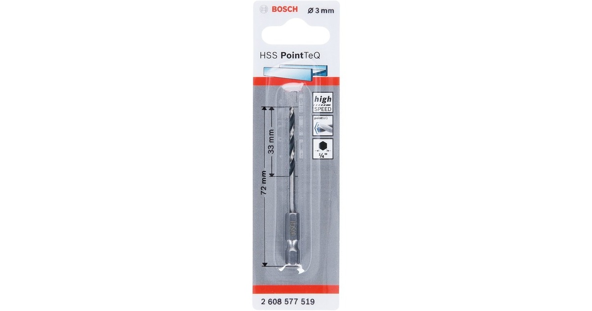 Bosch HSS-Spiralbohrer PointTeQ Hex, Ø 3mm(Arbeitslänge 33mm)