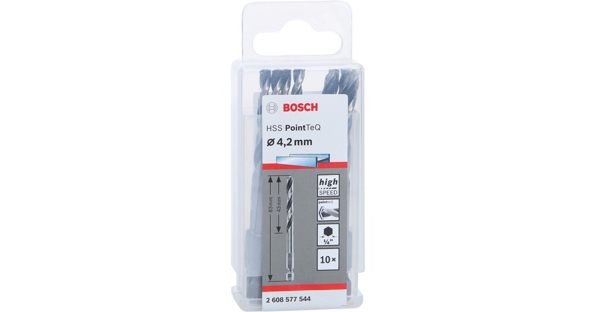 Bosch HSS-Spiralbohrer PointTeQ Hex, Ø 4,2mm(10 Stück, Arbeitslänge 43mm)