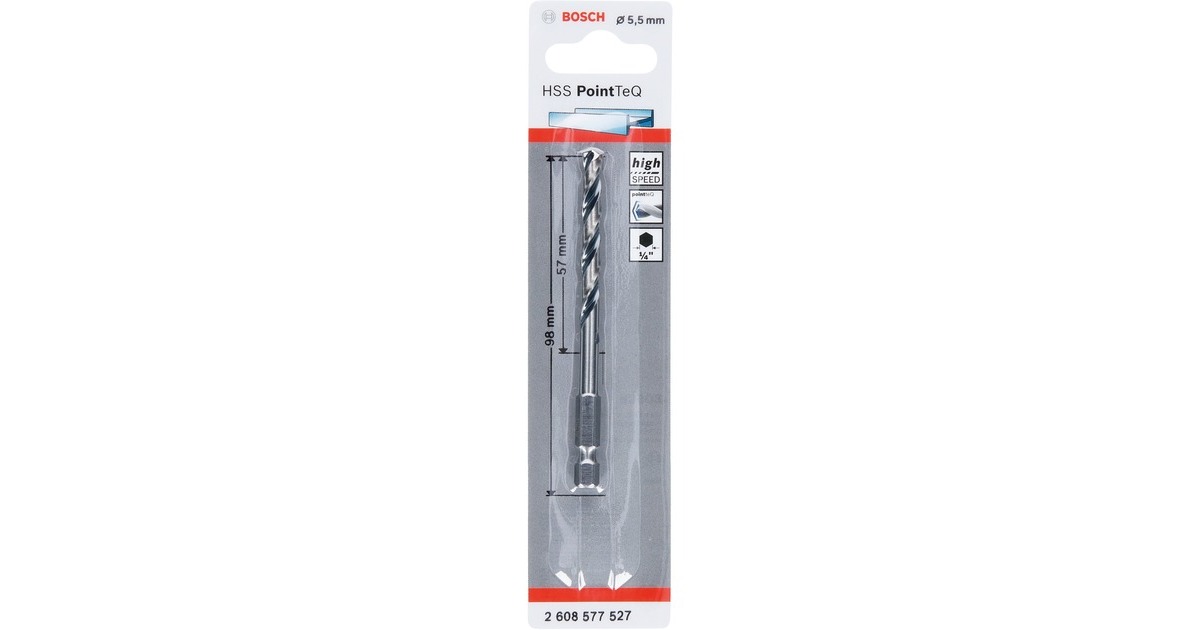 Bosch HSS-Spiralbohrer PointTeQ Hex, Ø 5,5mm(Arbeitslänge 57mm)