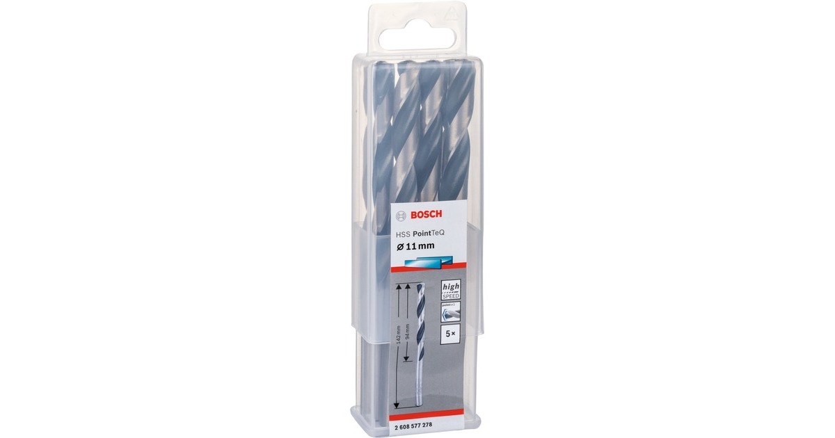 Bosch HSS-Spiralbohrer PointTeQ, Ø 11mm x 142mm, 5 Stück(Arbeitslänge 94mm)