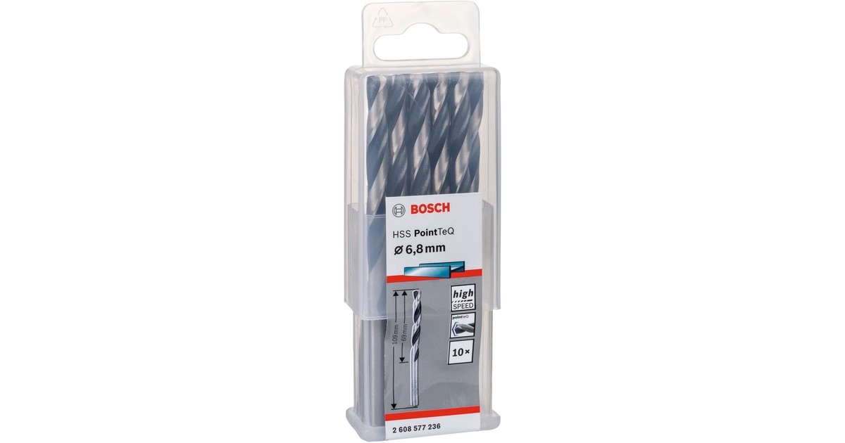 Bosch HSS-Spiralbohrer PointTeQ, Ø 6,8mm x 109mm, 10 Stück(Arbeitslänge 69mm)