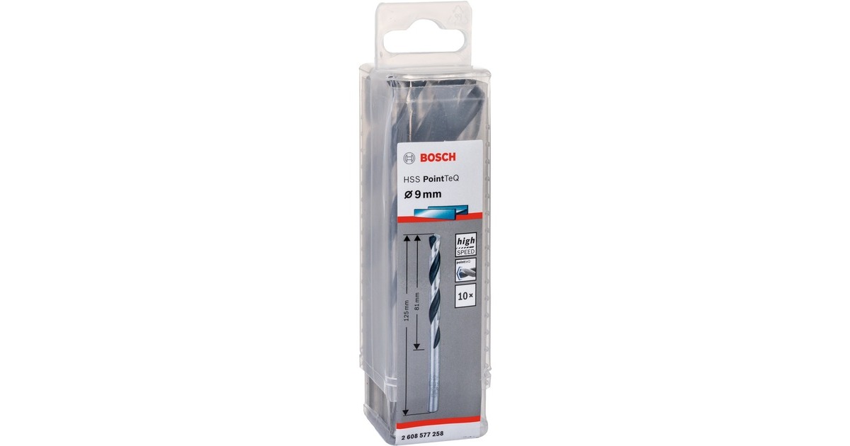 Bosch HSS-Spiralbohrer PointTeQ, Ø 9mm x 125mm, 10 Stück(Arbeitslänge 81mm)