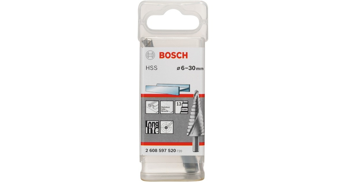 Bosch HSS-Stufenbohrer, Ø 6mm - Ø 30mm(13 Stufen, mit Spiralnut)