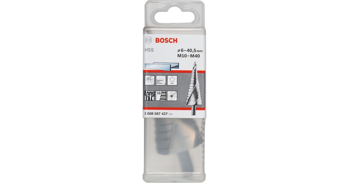 Bosch HSS-Stufenbohrer, Ø 6mm - Ø 40,5mm, M 10 - M 40(16 Stufen, mit Spiralnut)
