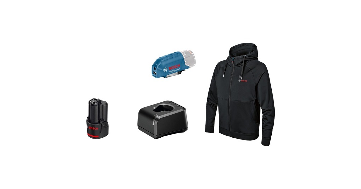 Bosch Heat+Jacket GHH 12+18V Kit Größe L, Arbeitskleidung(schwarz, inkl. Ladeadapter GAA 12V-21, 1x 12-Volt-Akku) Bosch Heat+Jacket GHH 12+18V Kit Größe L, Arbeitskleidung(schwarz, inkl. Ladeadapter GAA 12V-21, 1x 12-Volt-Akku)