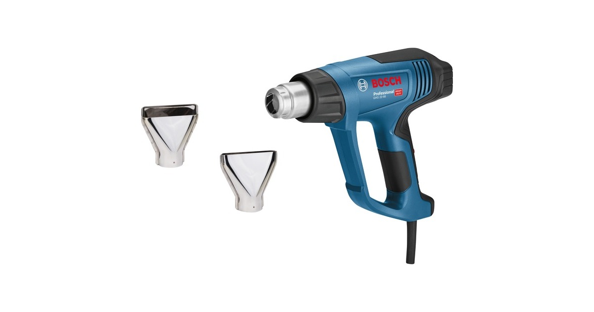 Bosch Heißluftgebläse GHG 23-66 Kit Professional + 2-teilges Zubehör(blau/schwarz, 2.300 Watt)
