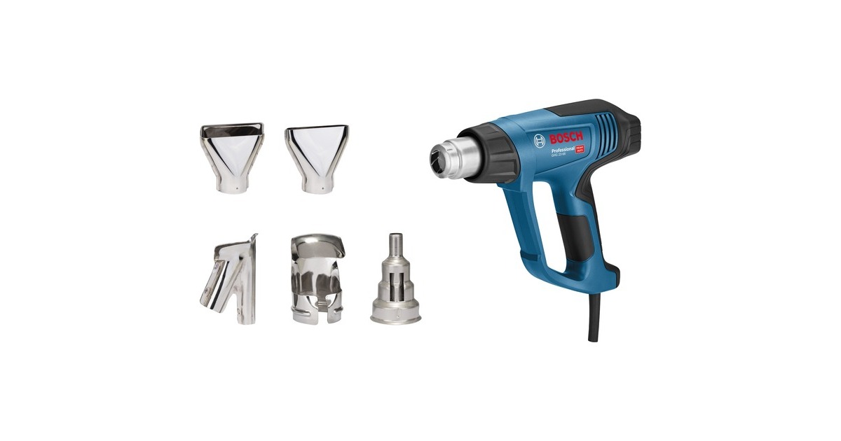 Bosch Heißluftgebläse GHG 23-66 Kit Professional + 5-teilges Zubehör(blau/schwarz, 2.300 Watt)