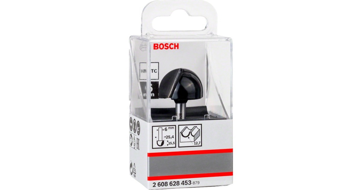 Bosch Hohlkehlfräser Standard for Wood, Ø 25,4mm, Radius 12,7mm(Schaft Ø 6mm, zweischneidig)