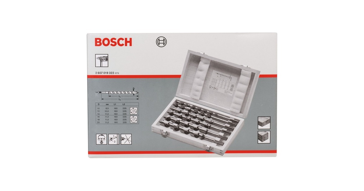 Bosch Holz-Schlangenbohrer Set, 6-teilig, Bohrer-Satz(Arbeitslänge 385mm)