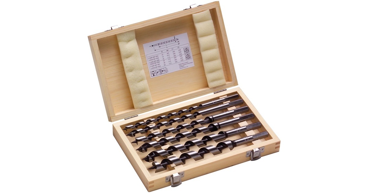 Bosch Holz-Schlangenbohrer Set, 6-teilig, Bohrer-Satz(Arbeitslänge 170mm)