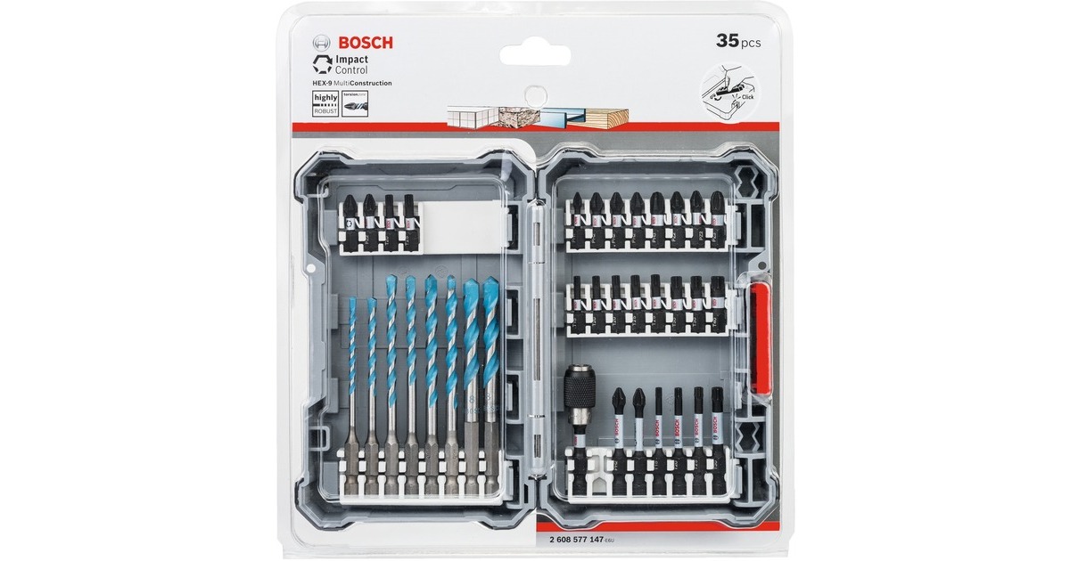 Bosch Impact Control-Schrauberbit-Set m. Mehrzweckbohrern, 1/4