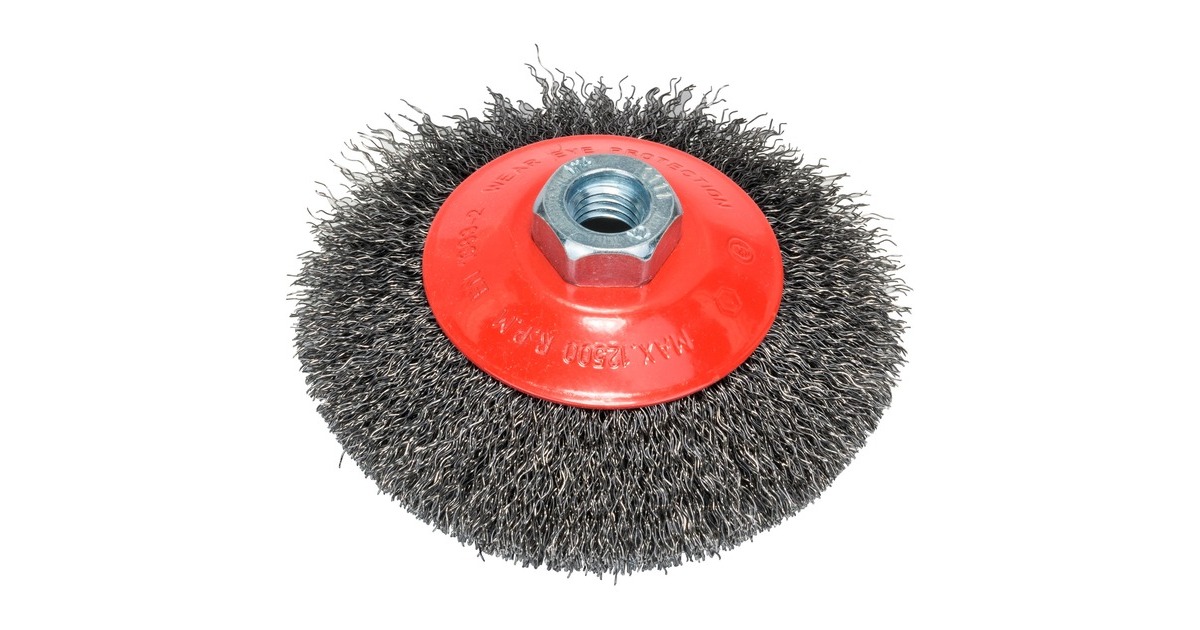 Bosch Kegelbürste Clean for Metal, Ø 115mm, gewellt(0,3mm Stahldraht, M14, für Winkelschleifer)
