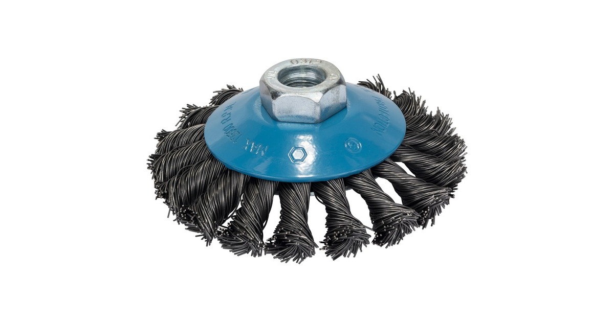Bosch Kegelbürste Heavy for Metal, Ø 100mm, gezopft(0,5mm Stahldraht, M14, für Winkelschleifer)