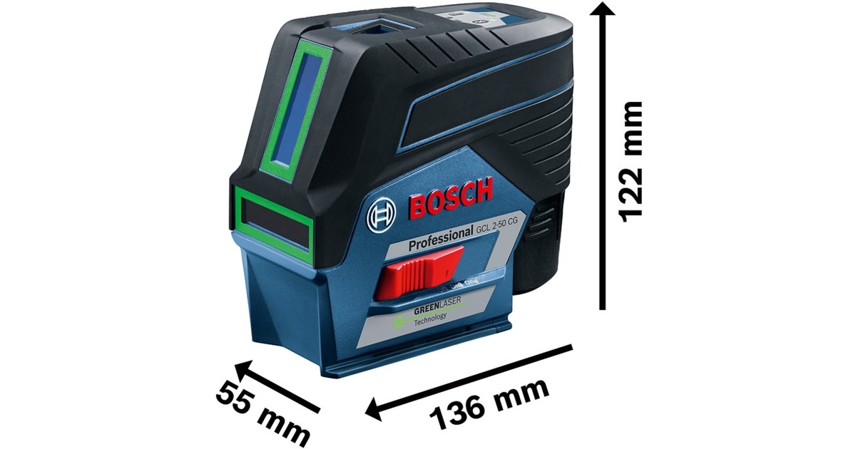 Bosch Kombilaser GCL 2-50 CG Professional + RM2, Kreuzlinienlaser(blau/schwarz, L-BOXX, mit Halterung)