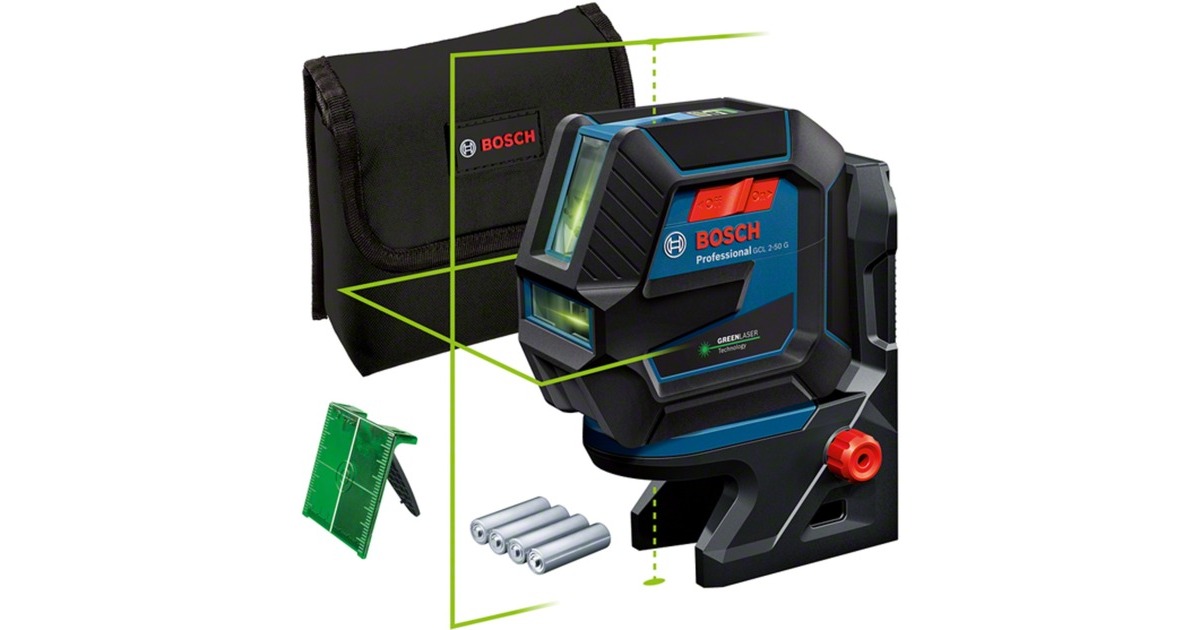 Bosch Kombilaser GCL 2-50 G Professional solo, Kreuzlinienlaser(blau/schwarz, grüne Laserlinien, mit Halterung RM10 Professional)