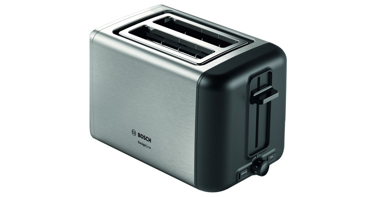 Bosch Kompakt-Toaster DesignLine TAT3P420DE(edelstahl/schwarz, 970 Watt, für 2 Scheiben Toast) Bosch Kompakt-Toaster DesignLine TAT3P420DE(edelstahl/schwarz, 970 Watt, für 2 Scheiben Toast)