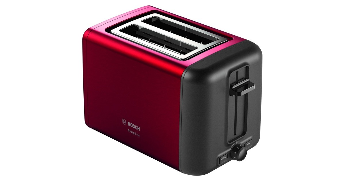 Bosch Kompakt-Toaster DesignLine TAT3P424DE(rot/schwarz, 970 Watt, für 2 Scheiben Toast) Bosch Kompakt-Toaster DesignLine TAT3P424DE(rot/schwarz, 970 Watt, für 2 Scheiben Toast)