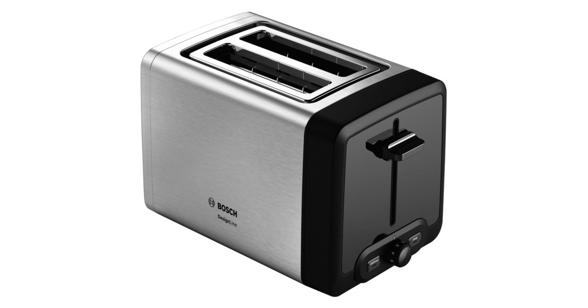 Bosch Kompakt-Toaster DesignLine TAT4P420DE(edelstahl/schwarz, 970 Watt, für 2 Scheiben Toast) Bosch Kompakt-Toaster DesignLine TAT4P420DE(edelstahl/schwarz, 970 Watt, für 2 Scheiben Toast)