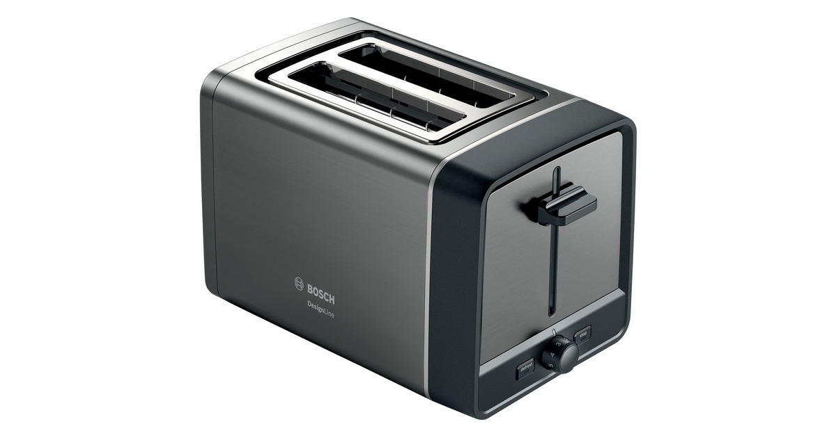 Bosch Kompakt-Toaster DesignLine TAT5P425DE(grau/schwarz, 970 Watt, für 2 Scheiben Toast) Bosch Kompakt-Toaster DesignLine TAT5P425DE(grau/schwarz, 970 Watt, für 2 Scheiben Toast)