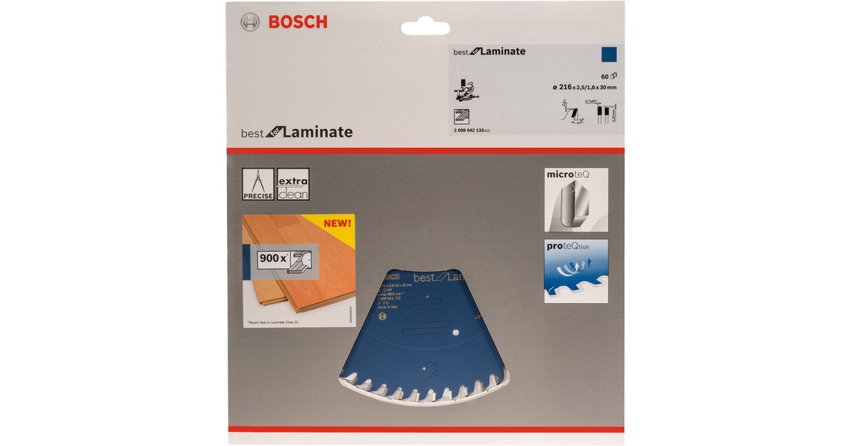 Bosch Kreissägeblatt Best for Laminate, Ø 216mm, 60Z(Bohrung 30mm, für Kapp- & Gehrungssägen)