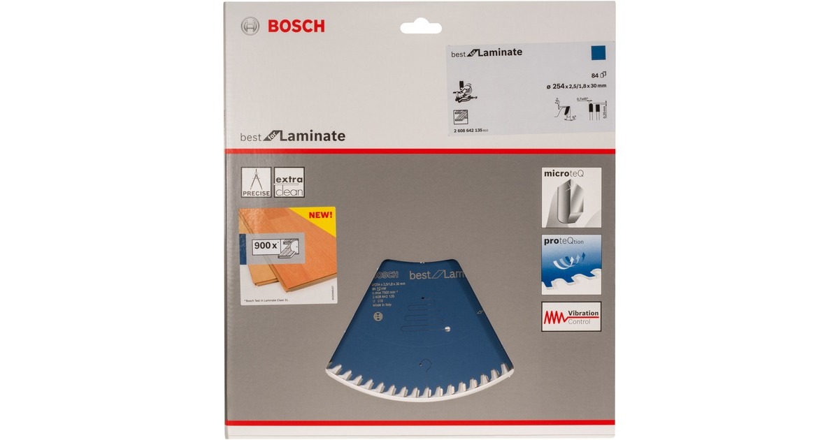 Bosch Kreissägeblatt Best for Laminate, Ø 254mm, 84Z(Bohrung 30mm, für Kapp- & Gehrungssägen)