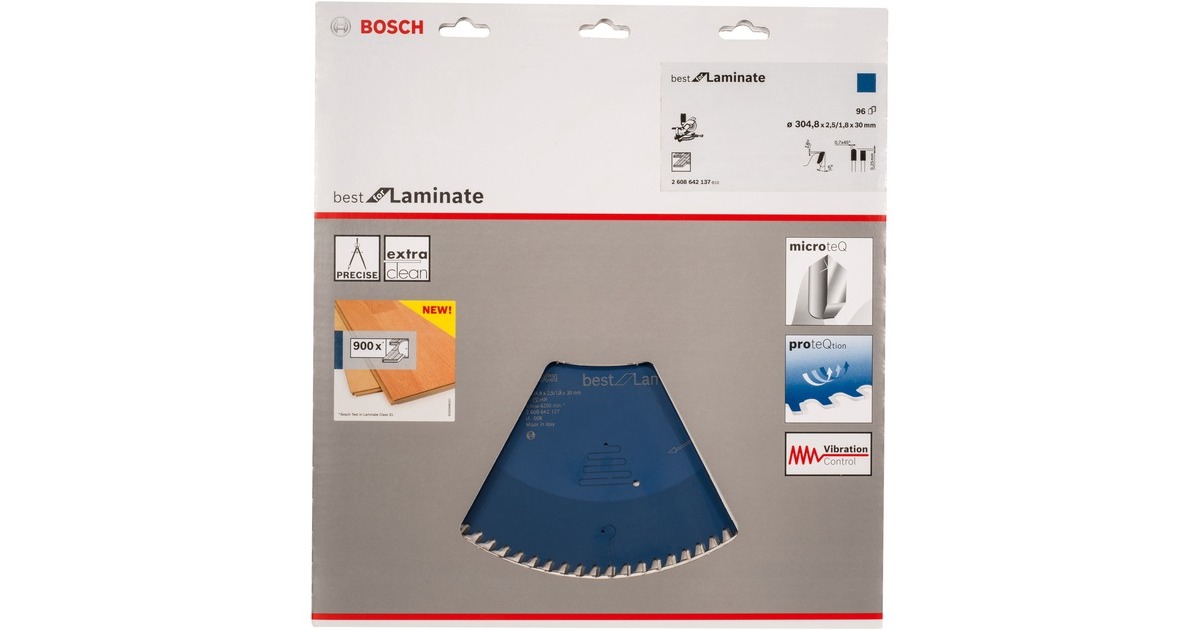 Bosch Kreissägeblatt Best for Laminate, Ø 305mm, 96Z(Bohrung 30mm, für Kapp- & Gehrungssägen)