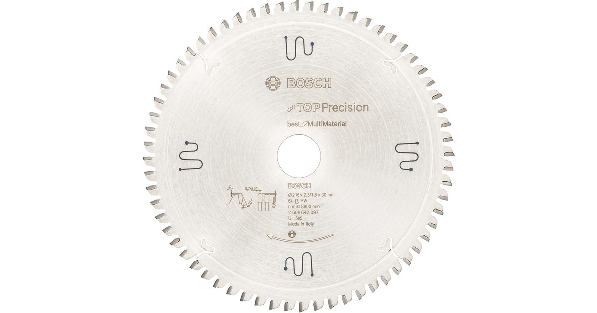 Bosch Kreissägeblatt Best for Multi Material, Ø 216mm, 64Z(Bohrung 30mm, für Kapp- & Gehrungssägen)