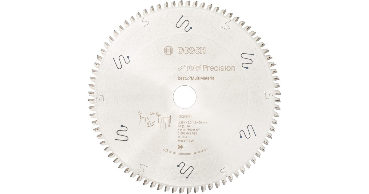 Bosch Kreissägeblatt Best for Multi Material, Ø 254mm, 80Z(Bohrung 30mm, für Kapp- & Gehrungssägen)