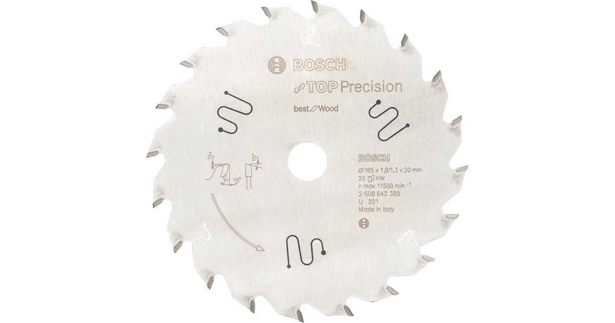 Bosch Kreissägeblatt Best for Wood, Ø 165mm, 20Z(Bohrung 20mm, für Handkreissägen)