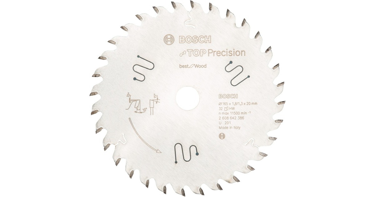 Bosch Kreissägeblatt Best for Wood, Ø 165mm, 32Z(Bohrung 20mm, für Handkreissägen)
