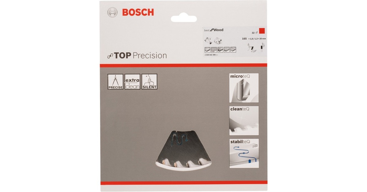 Bosch Kreissägeblatt Best for Wood, Ø 165mm, 32Z(Bohrung 20mm, für Handkreissägen)