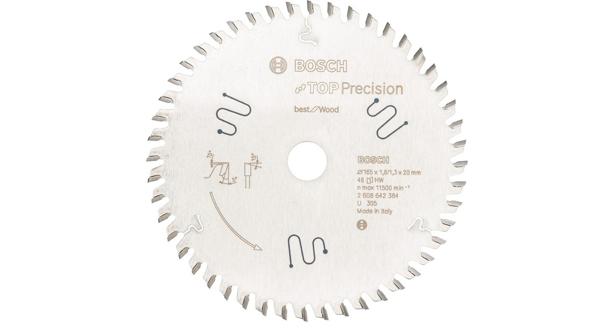 Bosch Kreissägeblatt Best for Wood, Ø 165mm, 48Z(Bohrung 20mm, für Handkreissägen)