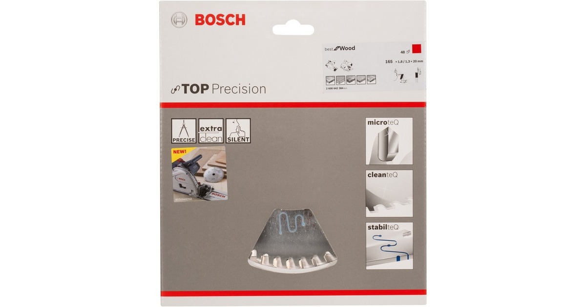 Bosch Kreissägeblatt Best for Wood, Ø 165mm, 48Z(Bohrung 20mm, für Handkreissägen)
