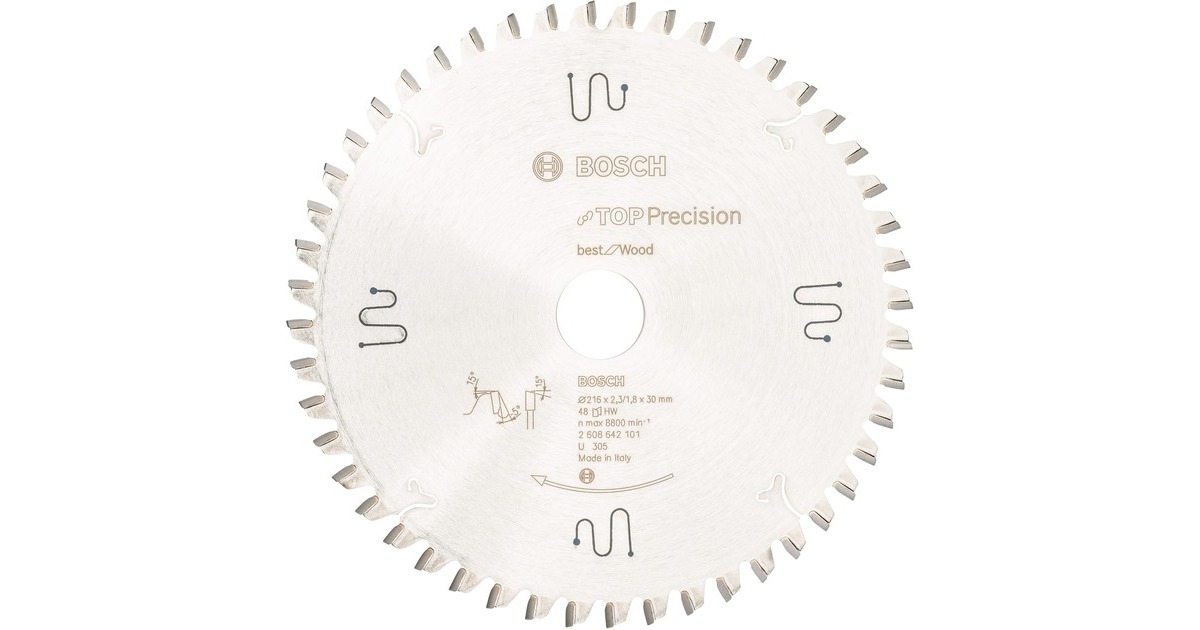 Bosch Kreissägeblatt Best for Wood, Ø 216mm, 48Z(Bohrung 30mm, für Kapp- und Gehrungssägen)