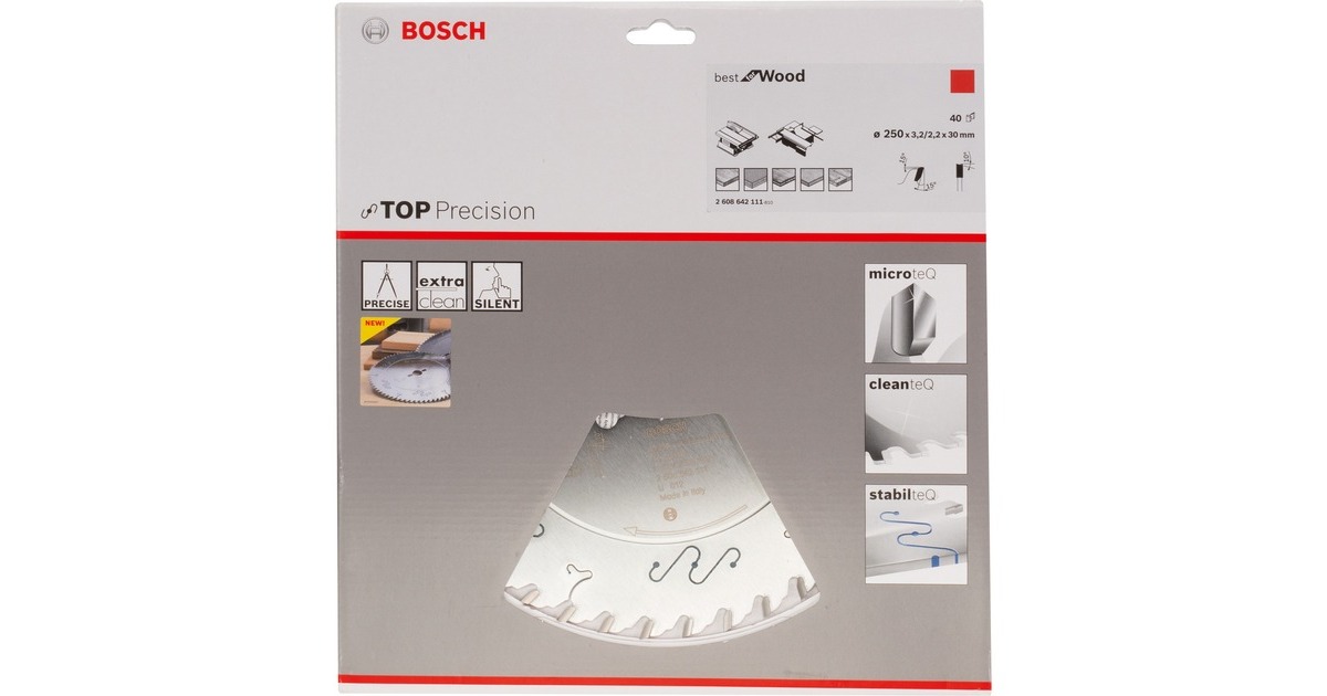 Bosch Kreissägeblatt Best for Wood, Ø 250mm, 40Z(Bohrung 30mm, für Tischkreissägen)